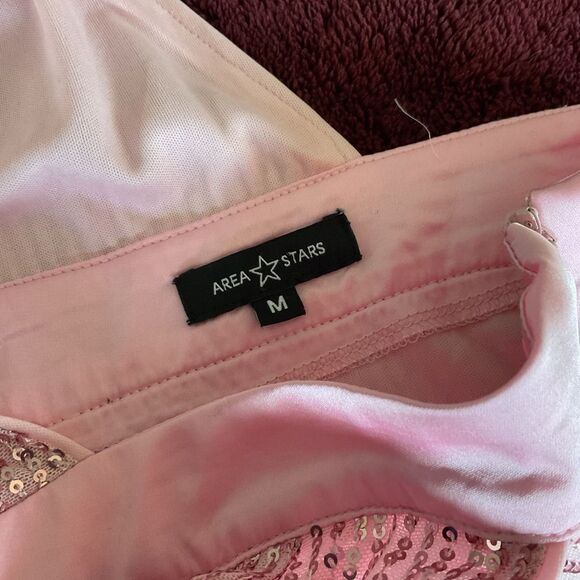 Area Stars Pink Sequin Asymmetric Cut Out Party Mini Dress Size M - Picture 4 of 7